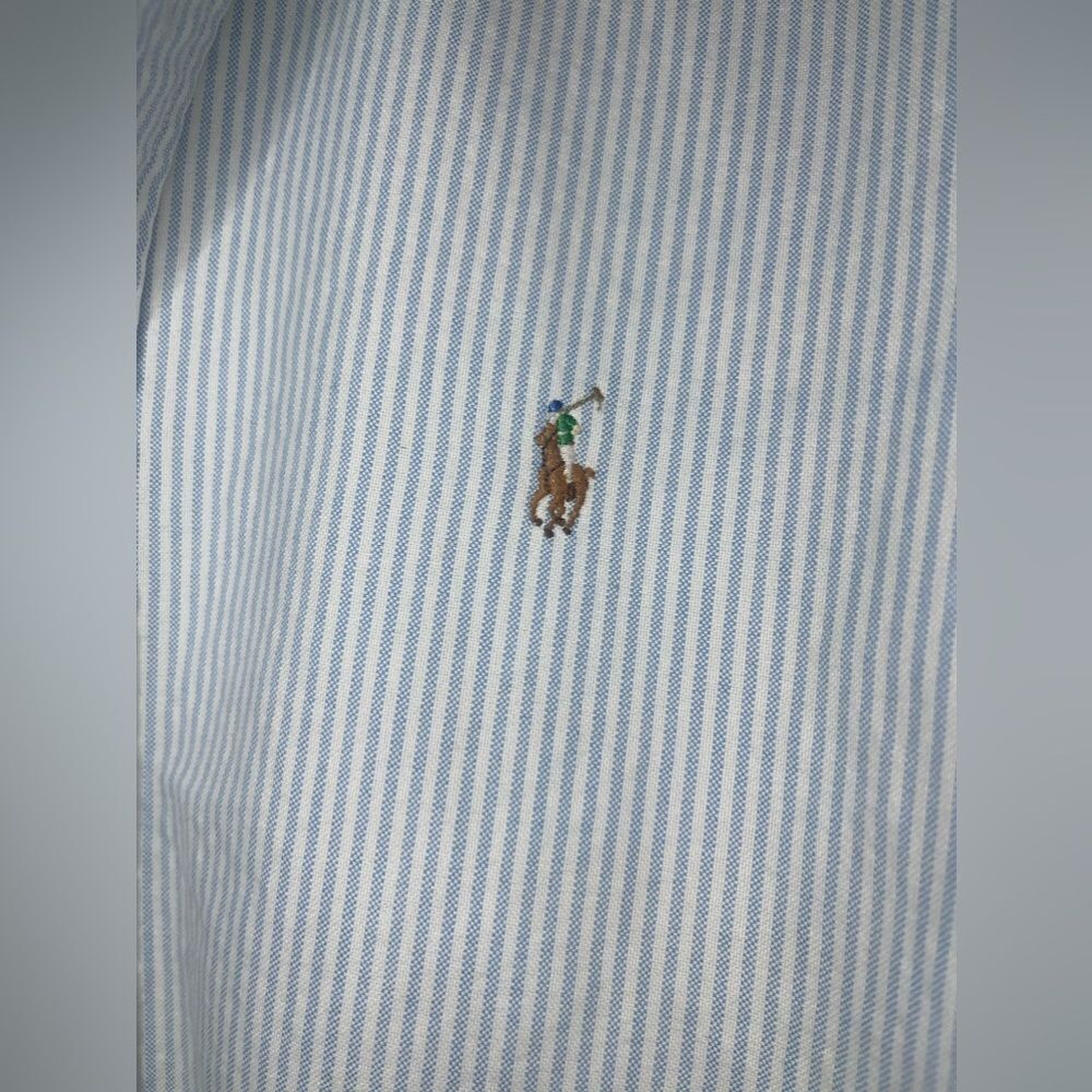 Ralph Lauren Shirt Men's XL Classic Fit White Blue Striped Button Down FleshPony - Picture 10 of 11